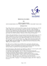 Rules of Scoring for Juvenile and Minor Leagues