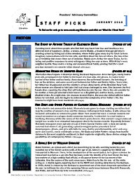 STAFF PICKS JANUARY 2018 Libraries to Find on the Web Go to and Click on “What Do I Read Next”