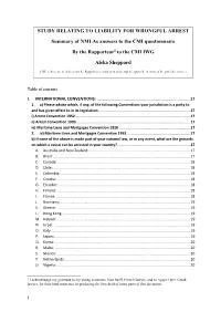 STUDY RELATING to LIABILITY for WRONGFUL ARREST Summary Of