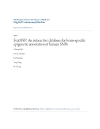 An Interactive Database for Brain-Specific Epigenetic Annotation of Human Snps Chun-Yu Ma