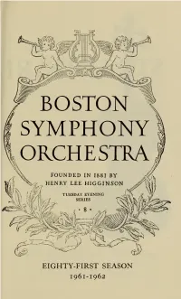 Boston Symphony Orchestra Concert Programs, Season 81, 1961