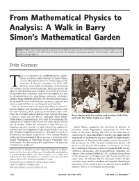 From Mathematical Physics to Analysis: a Walk in Barry Simon's