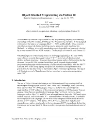 Object Oriented Programming Via Fortran 90 (Preprint: Engineering Computations, V