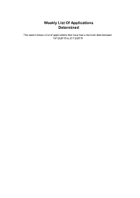 Weekly List of Applications Determined