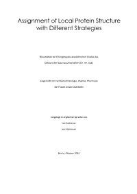 Assignment of Local Protein Structure with Different Strategies