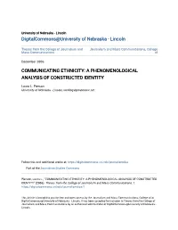 Communicating Ethnicity: a Phenomenological Analysis of Constructed Identity
