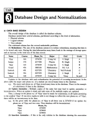 Database Design and Normalization