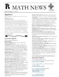 MATH NEWS Algebra I, Module 1, Topic B