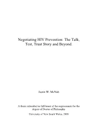 Negotiating HIV Prevention: the Talk, Test, Trust Story and Beyond