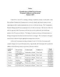 Wild Trout Streams Proposed Additions and Revisions January 2019