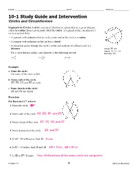 10-1 Study Guide and Intervention Circles and Circumference