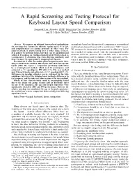 A Rapid Screening and Testing Protocol for Keyboard Layout Speed Comparison