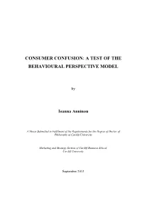 Consumer Confusion: a Test of the Behavioural Perspective Model