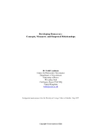 Developing Democracy: Concepts, Measures, and Empirical Relationships