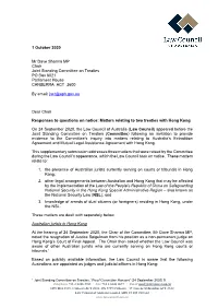 1 October 2020 Mr Dave Sharma MP Chair Joint Standing Committee On