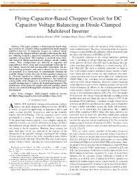 Flying-Capacitor-Based Chopper Circuit for DC Capacitor Voltage Balancing in Diode-Clamped Multilevel Inverter