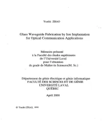 Glass Waveguide Fabrication by Ion Implantation for Optical Communication Applications