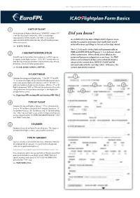 ICAO Flightplan Form Basics