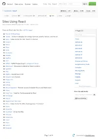 Sites Using React · Facebook/React Wiki · Github