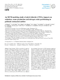 An MCM Modeling Study of Nitryl Chloride (Clno2) Impacts on Oxidation, Ozone Production and Nitrogen Oxide Partitioning in Polluted Continental Outﬂow