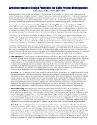 Architecture and Design Practices for Agile Project Management by Dr