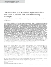 Characterization of Cultured Cholangiocytes Isolated from Livers