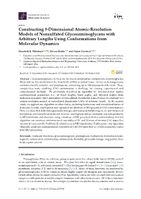 Constructing 3-Dimensional Atomic-Resolution Models of Nonsulfated Glycosaminoglycans with Arbitrary Lengths Using Conformations from Molecular Dynamics