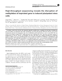 High-Throughput Sequencing Reveals the Disruption of Methylation Of