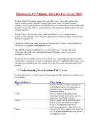 Summary of Mobile Threats for Year 2005