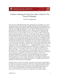 Vedanta's Message for Our Time: Man's Need for the Eternal