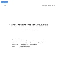 6. Index of Scientific and Vernacular Names