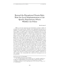 Beyond the Exceptional Events Rule: How the Local Implementation of Air Quality Regulations Affects Wildfire Air Policy