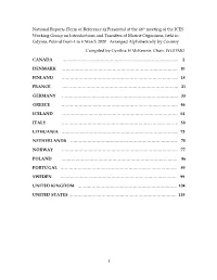 National Reports (Term of Reference A) Presented at the 46Th Meeting of the ICES Working Group on Introductions and Transfers Of