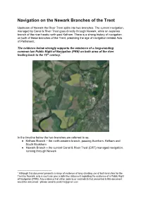 Navigation on the Newark Branches of the Trent