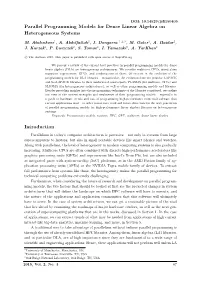 Parallel Programming Models for Dense Linear Algebra on Heterogeneous Systems