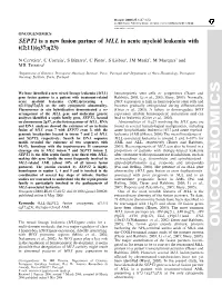 SEPT2 Is a New Fusion Partner of MLL in Acute Myeloid Leukemia with T (2