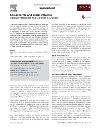 Social Norms and Social Influence Mcdonald and Crandall 149
