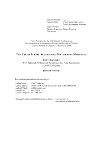 The Use of Social Accounting Matrixes in Modeling