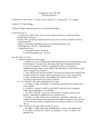 Computer Science CSC 400 Operating Systems Credits and Contact Hours