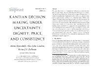 Kantian Decision Making Under Uncertainty: Dignity, Price, And