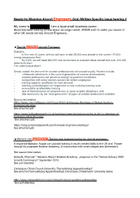 Needs for Manston Airport Engineers Oral /Written Specific Issue Hearing 2 My Name Is I Am a Local Small Business Owner