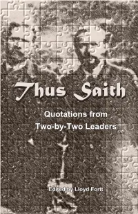 Quotations from Two-By-Two Leaders Quotations from Two-By-Two