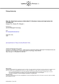 Tilburg University How Do Virtual Teams Process Information?