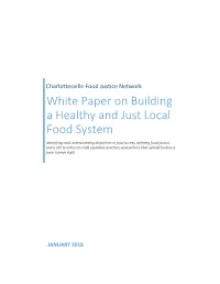 White Paper on Building a Healthy and Just Local Food System