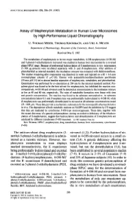 Assay of Mephenytoin Metabolism in Human Liver Microsomes by High-Performance Liquid Chromatography