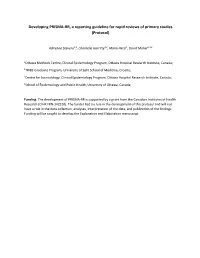 Developing PRISMA-RR, a Reporting Guideline for Rapid Reviews of Primary Studies (Protocol)