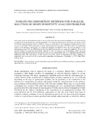 Domain Decomposition Methods for Parallel Solution of Shape Sensitivity Analysis Problems