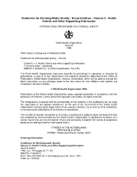 Guidelines for Drinking-Water Quality - Second Edition - Volume 2 - Health Criteria and Other Supporting Information