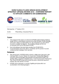 Heretaunga Plains Urban Development Strategy (Hpuds) Review 2016 – Overview Report to Officer Comments on Submissions