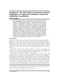 The Inter-State Commission and the Regulation of Trade and Commerce Under the Australian Constitution